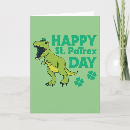 Happy St. Patrex Day Trex St. Patricks Pun Card Kaart (Voorkant)