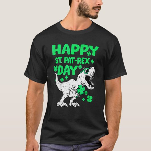 Happy St PaTRex Dinosaur Saint Patrick's Day Boys  T-shirt (Voorkant)