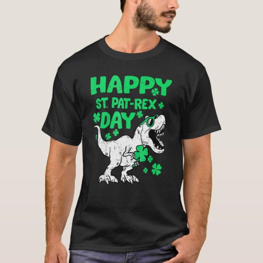 Happy St PaTRex Dinosaur Saint Patrick's Day Boys  T-shirt (Voorkant)