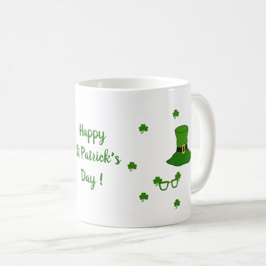 Happy St Patri Minimalist Cute Coffee Mok (Voorkant rechts)