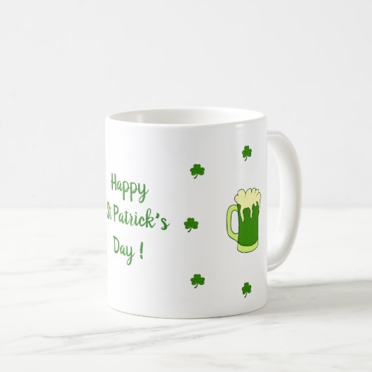 Happy St Patri Minimalist Cute Coffee Mok (Voorkant rechts)