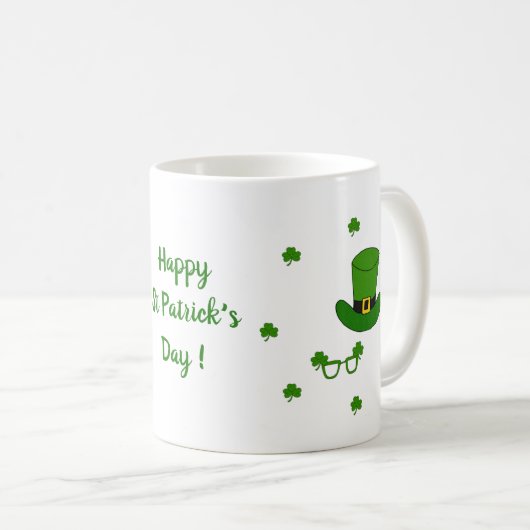 Happy St Patri Minimalist Cute Coffee Mok (Voorkant rechts)
