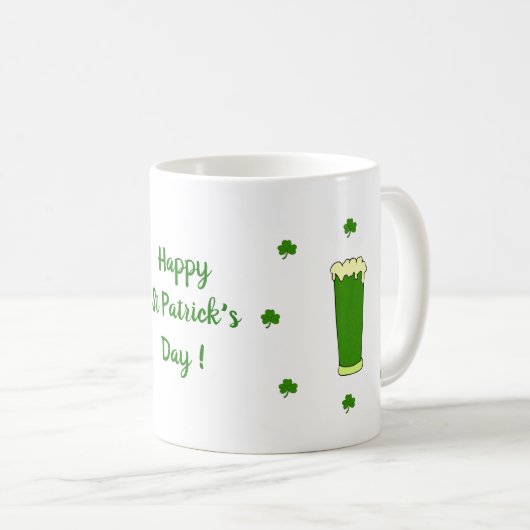 Happy St Patri Minimalist Cute Coffee Mok (Voorkant rechts)