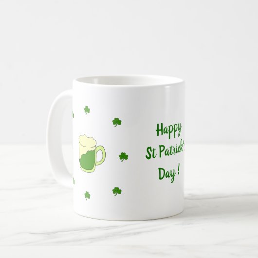 Happy St Patri Minimalist Cute Coffee Mok (Voorkant links)