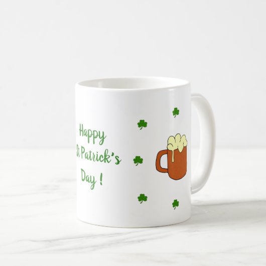 Happy St Patri Minimalist Cute Coffee Mok (Voorkant rechts)