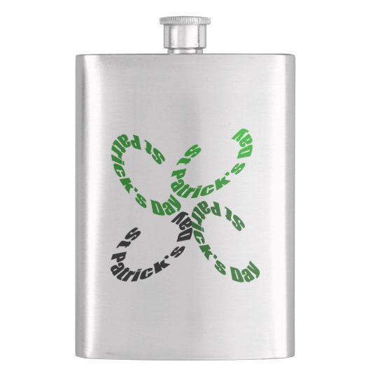 Happy St Patrick 4-leaf Clover Flask Heupfles (Voorkant)