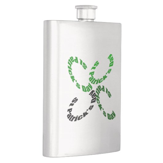 Happy St Patrick 4-leaf Clover Flask Heupfles (Rechts)