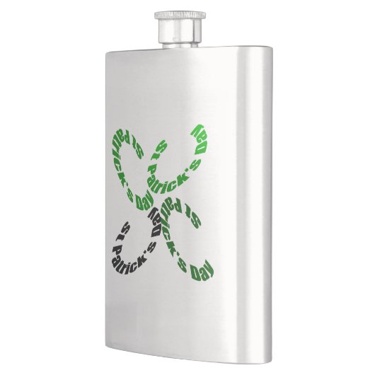 Happy St Patrick 4-leaf Clover Flask Heupfles (Links)