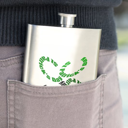 Happy St Patrick 4-leaf Clover Flask Heupfles (Voorbeeld)