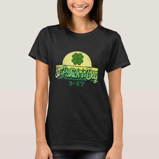 Happy St Patrick Day 3 17 Grappige Shamrock Retro  T-shirt (Voorkant)