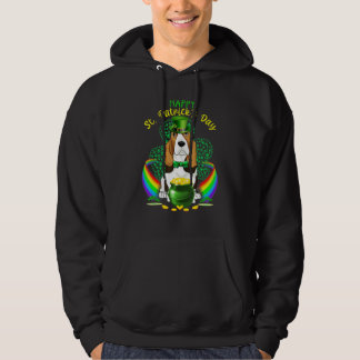 Happy St Patrick Day Basset Hound Leprechaun Hat Hoodie