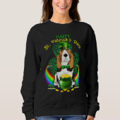 Happy St Patrick Day Basset Hound Leprechaun Hat Trui (Voorkant)
