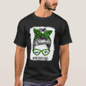 Happy St Patrick Day Funny Messy Bun Shamrock Band T-shirt (Voorkant)