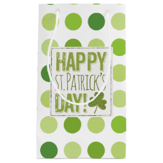 Happy St. Patrick Day Green Dotted Gift Bag Klein Cadeauzakje