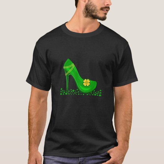 Happy St Patrick Day Green Womens High Heeled Shoe T-shirt (Voorkant)