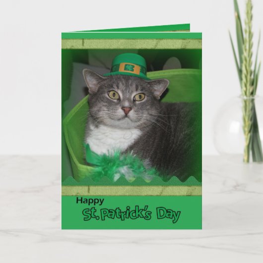 Happy St.Patrick Day kaart met kat (Voorkant)