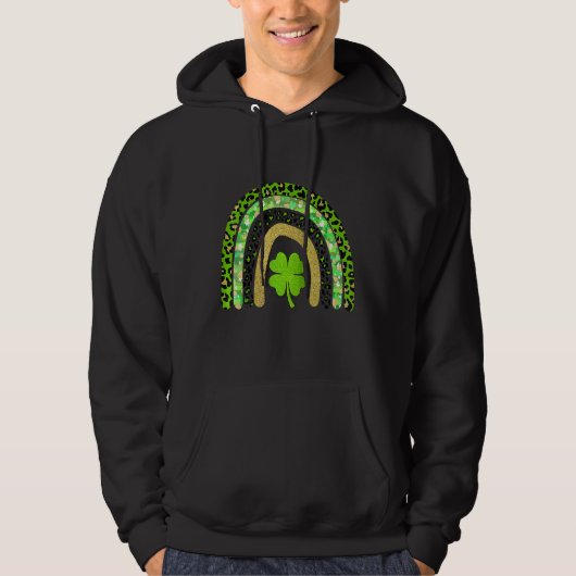 Happy St Patrick Day Lucky Rainbow Clover Hoodie (Voorkant)
