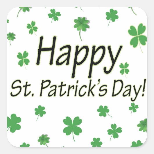 Happy St Patrick Day Vierkante Sticker (Voorkant)