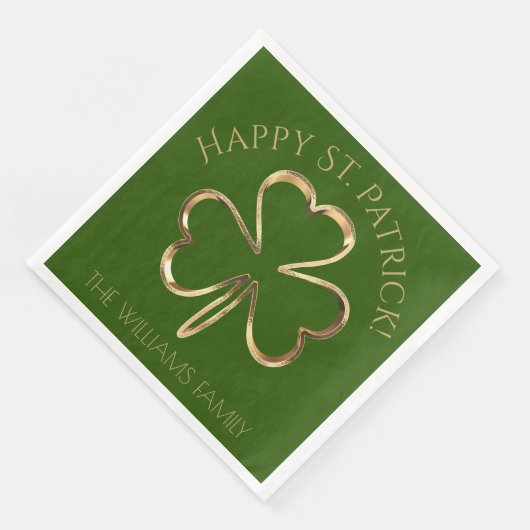Happy St. Patrick Green en Gold Clover Shamrock N Servet (Hoek)
