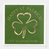 Happy St. Patrick Green en Gold Clover Shamrock N Servet (Voorkant)