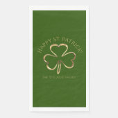 Happy St. Patrick Green en Gold Clover Shamrock Servet (Voorkant)
