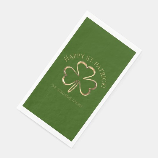 Happy St. Patrick Green en Gold Clover Shamrock Servet (Hoek)