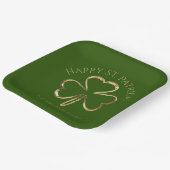 Happy St. Patrick Green en Gold Shamrock Clover Papieren Bordje (Gebogen)