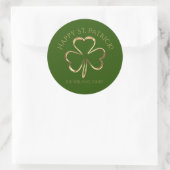 Happy St. Patrick Green en Gold Shamrock Clover Ronde Sticker (Tas)