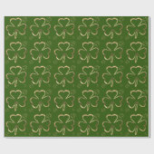 Happy St. Patrick Groene en Gouden Klavers Shamroc Cadeaupapier (Vlak)