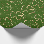 Happy St. Patrick Groene en Gouden Klavers Shamroc Cadeaupapier (Hoek)