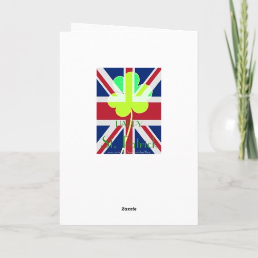 Happy St. Patrick Irish Shamrock UK Flag Funny Kaart (Achterkant)