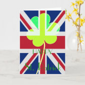 Happy St. Patrick Irish Shamrock UK Flag Funny Kaart (Gele Bloem)