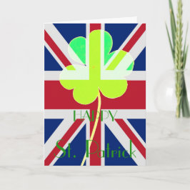 Happy St. Patrick Irish Shamrock UK Flag Funny Kaart