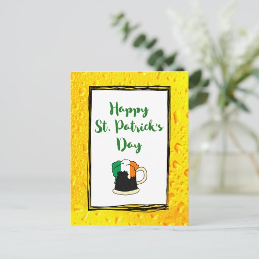 Happy St. Patrick - met Irish Beer Mok Briefkaart (Staand voorkant)