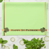 Happy St Patrick R4 bladeren Klaver Keukenhanddoek (Gevouwen)