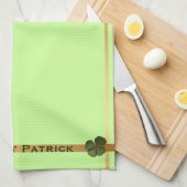 Happy St Patrick R4 bladeren Klaver Keukenhanddoek (Quarter Fold)