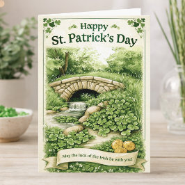 Happy St. Patrick’s Day Card – Green Shamrocks Kaart