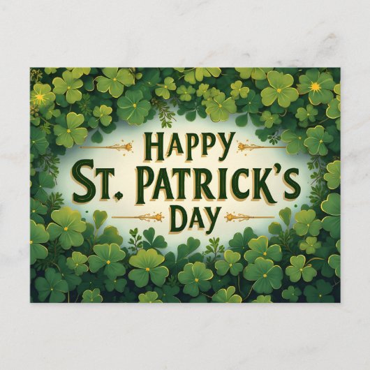 Happy St. Patrick’s Day Clover Art Briefkaart (Voorkant)