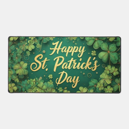 Happy St. Patrick’s Day Clover Design Bureaumat (Voorkant)