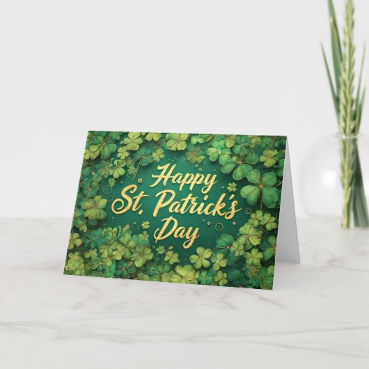 Happy St. Patrick’s Day Clover Design Kaart (Voorkant)