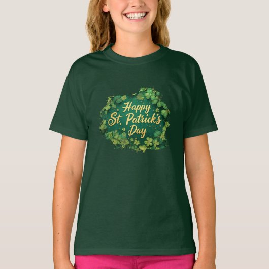 Happy St. Patrick’s Day Clover Design T-shirt (Voorkant)