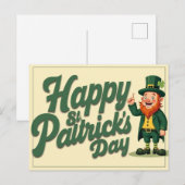 Happy St. Patrick’s Day Cute Leprechaun Briefkaart (Voorkant / Achterkant)