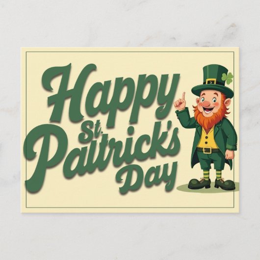 Happy St. Patrick’s Day Cute Leprechaun Briefkaart (Voorkant)