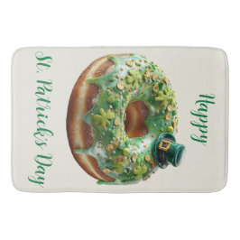 Happy St. Patrick’s Day Donut with Leprechaun Hat Badmat