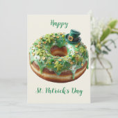 Happy St. Patrick’s Day Donut with Leprechaun Hat Kaart (Staand voorkant)