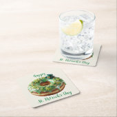 Happy St. Patrick’s Day Donut with Leprechaun Hat Kartonnen Onderzetters (Insitu)