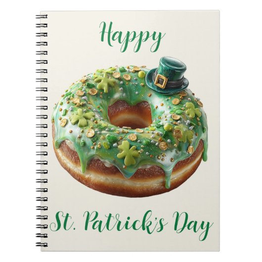 Happy St. Patrick’s Day Donut with Leprechaun Hat Notitieboek (Voorkant)