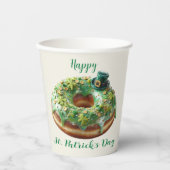 Happy St. Patrick’s Day Donut with Leprechaun Hat Papieren Bekers (Voorkant)
