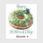 Happy St. Patrick’s Day Donut with Leprechaun Hat Sticker (Vel)