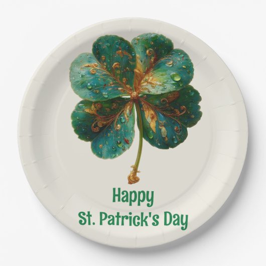 Happy St. Patrick’s Day Elegant Shamrock Papieren Bordje (Voorkant)